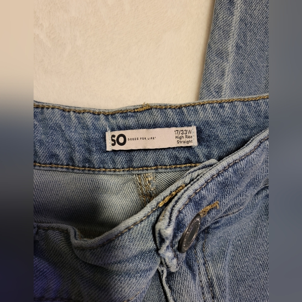 SO Womens Blue Boyfriend Jeans with Distressed Details - Picture 3 of 9
